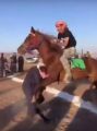 شاهدبالفيديو.. إصـابة عنيفة لشخص ارتطم بحصان بعد نزوله لمضمار سباق خيل بحائل